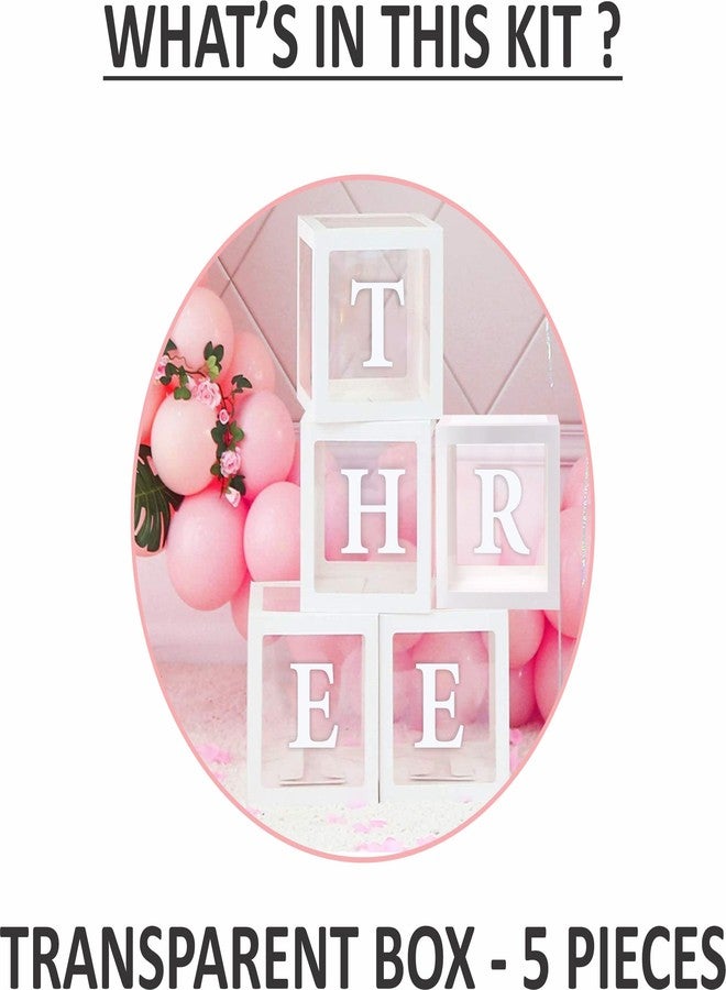Untumble Letter Balloon Box for 3rd Birthday for Boy & Girl | Perfect for Cake Smash | Pack of 5 | White - Image 2
